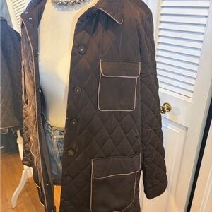 DR2 Brown Quilted Jacket with Tan Trim